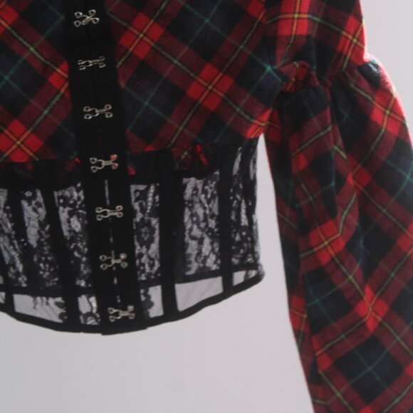 Asos Cropped Plaid Corset Top Size 6 - New - Picture 8 of 9